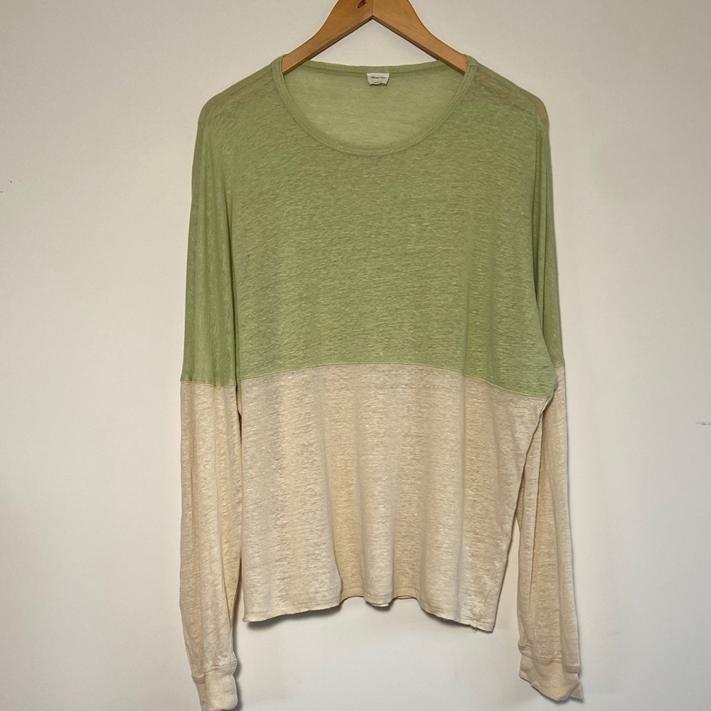 Wilfred Green and Cream Linen Long Sleeve